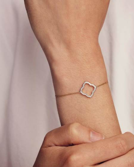 0.25 ct Lab Grown Diamond Dira 14k Yellow Gold Open Frame Delicate Chain Bracelet