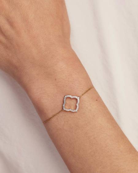 0.25 ct Lab Grown Diamond Dira 14k Yellow Gold Open Frame Delicate Chain Bracelet