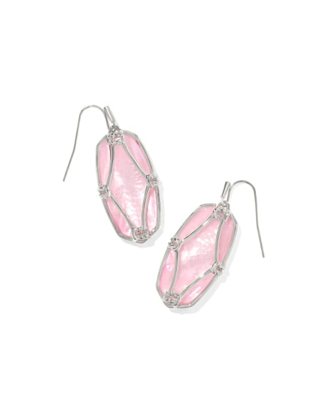 Elle Lattice Frame Silver Drop Earrings
