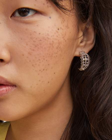 Krista Lace Silver Huggie Earrings