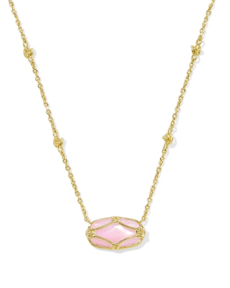 Elisa Lattice Frame Gold Short Pendant Necklace