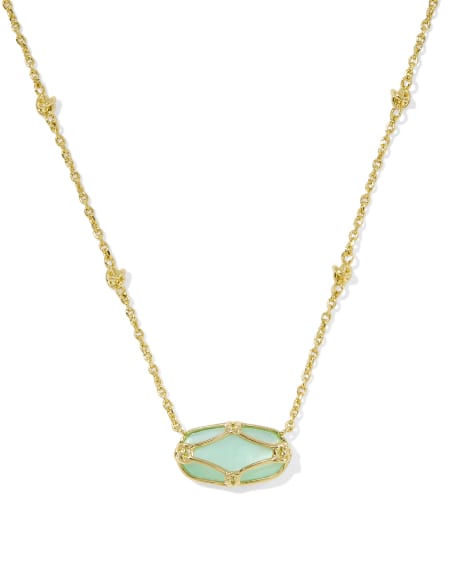 Elisa Lattice Frame Gold Short Pendant Necklace