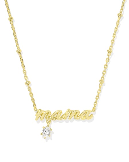 Mama Gold Crystal Short Pendant Necklace