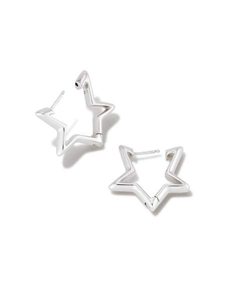 Star Huggie Earrings in Silver