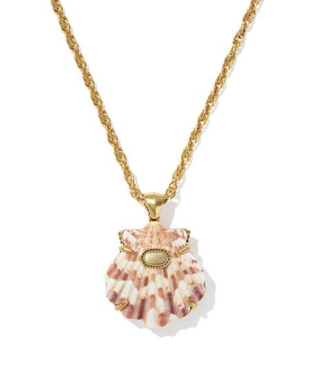 Lucia Shell Vintage Gold Short Pendant Necklace