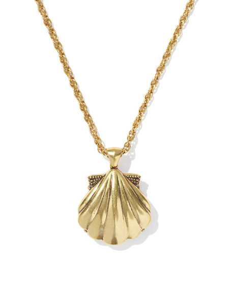 Lucia Shell Vintage Gold Short Pendant Necklace
