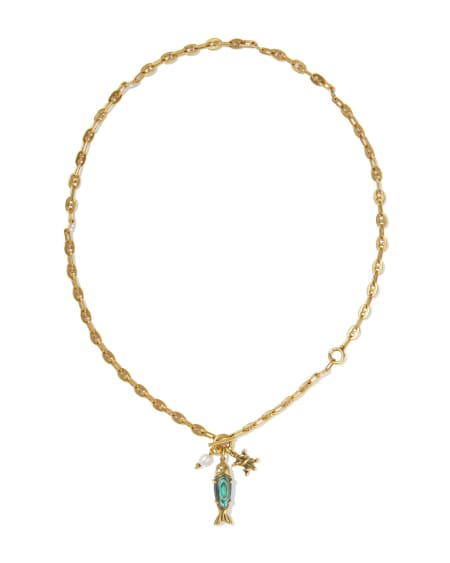 Parker Fish Vintage Gold Long Charm Necklace