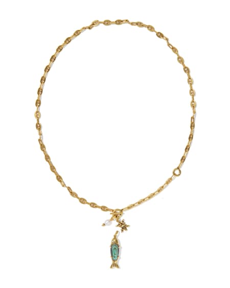Parker Fish Vintage Gold Long Charm Necklace