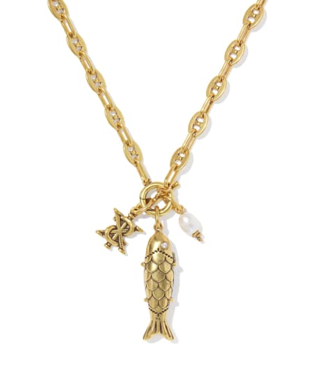 Parker Fish Vintage Gold Long Charm Necklace