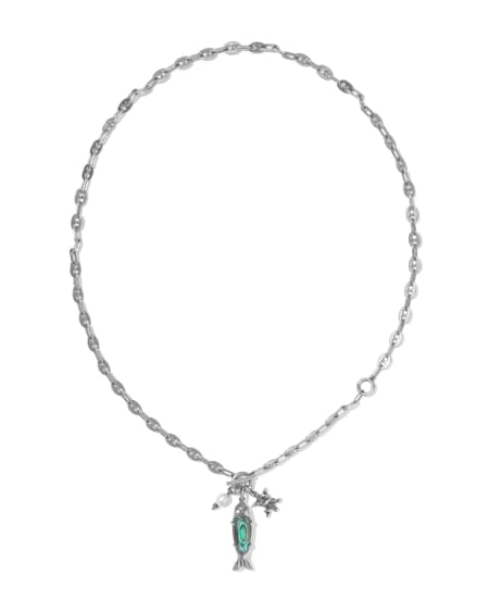 Parker Fish Vintage Silver Long Charm Necklace