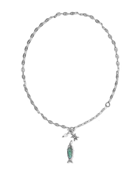 Parker Fish Vintage Silver Long Charm Necklace