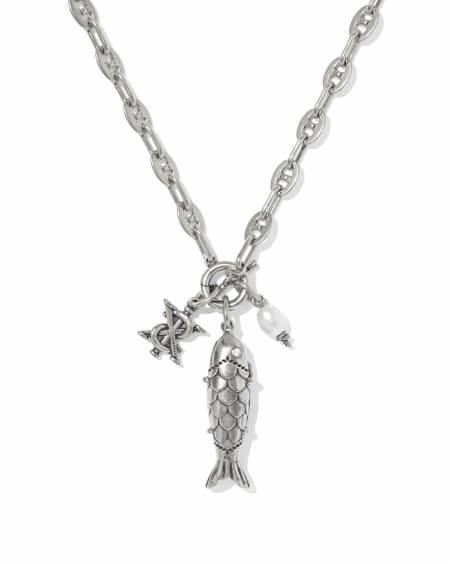 Parker Fish Vintage Silver Long Charm Necklace