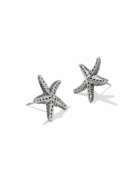 Parker Starfish Vintage Silver Metal Stud Earrings