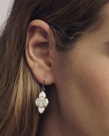 Abbie Medallion Silver Small Drop Earrings