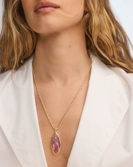 Ophelia Gold Large Long Pendant Necklace