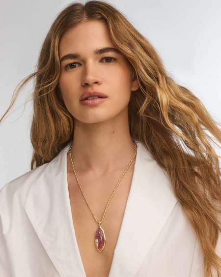 Ophelia Gold Large Long Pendant Necklace