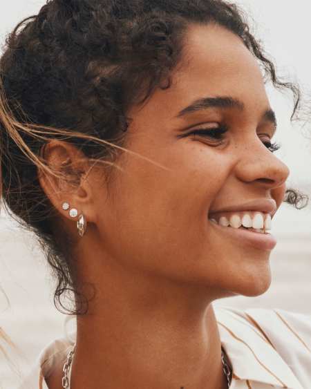 Mini Pave Circle 18k Gold Vermeil Single Stud Earring in White Topaz