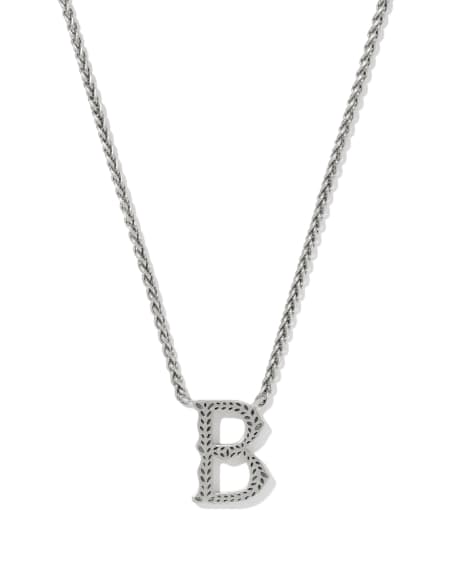 Beau Letter B Pendant Necklace in Vintage Silver