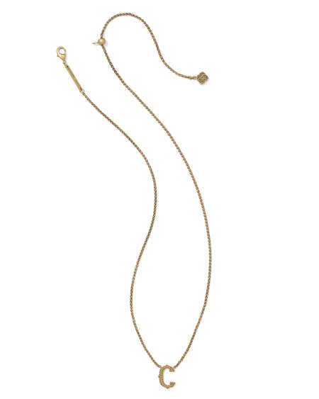Beau Letter C Pendant Necklace in Vintage Gold