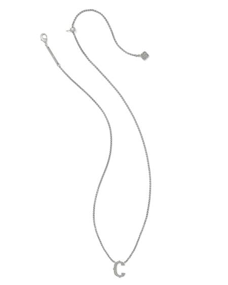 Beau Letter C Pendant Necklace in Vintage Silver