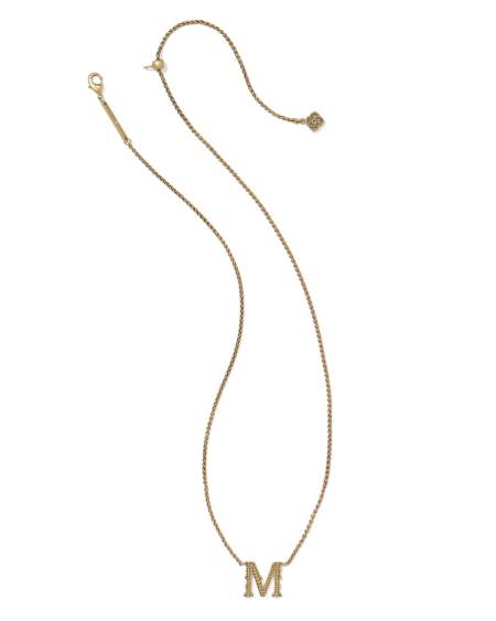 Beau Letter M Pendant Necklace in Vintage Gold