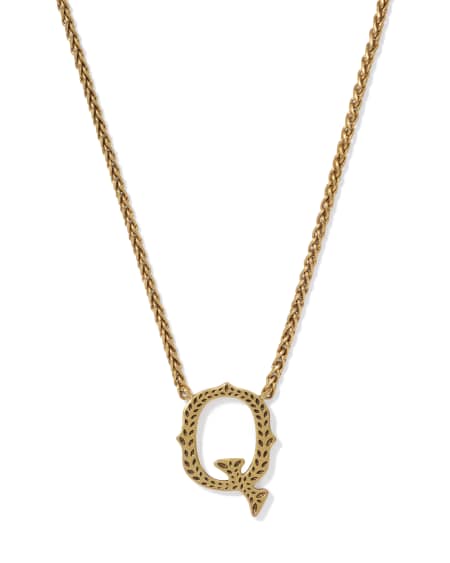 Beau Letter Q Pendant Necklace in Vintage Gold