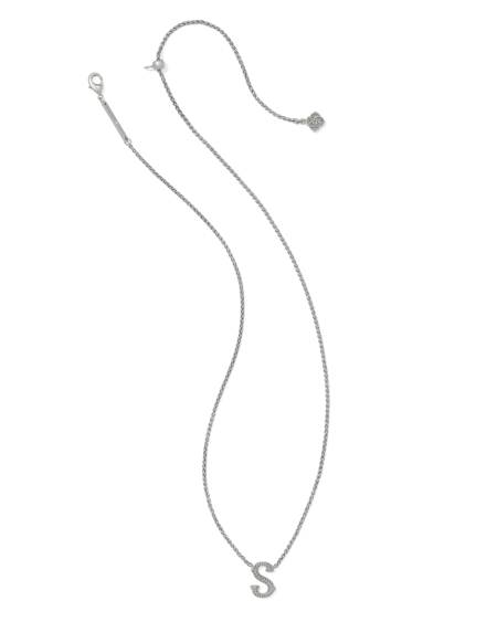 Beau Letter S Pendant Necklace in Vintage Silver