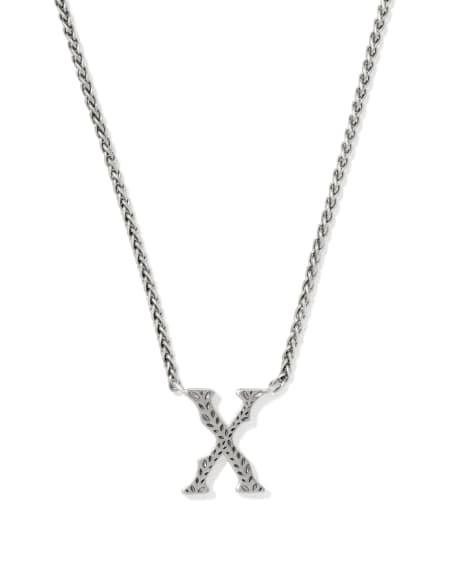 Beau Letter X Pendant Necklace in Vintage Silver