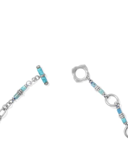 Bree Vintage Silver Chain Necklace in Teal Mix