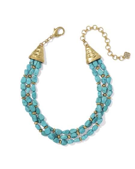 Ember Vintage Gold Statement Necklace in Variegated Turquoise Magnesite