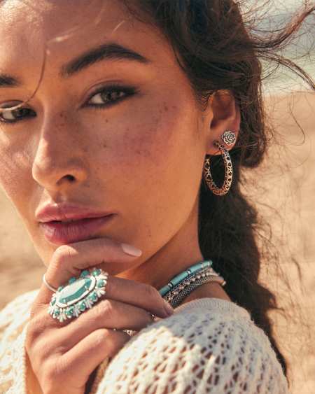 Maggie Hoop Earrings in Vintage Silver