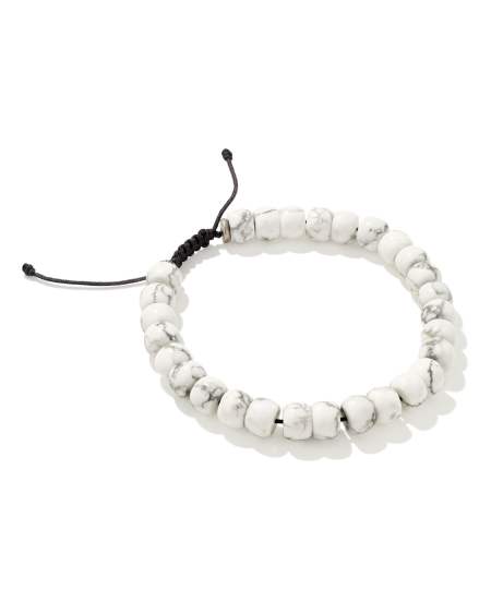 Cade Oxidized Sterling Silver Beaded Bracelet in White Howlite
