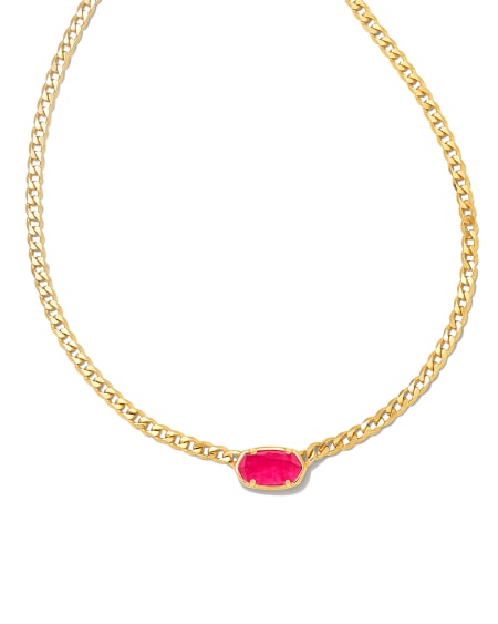 Fern 18k Gold Vermeil Curb Chain Necklace in Pink Quartz