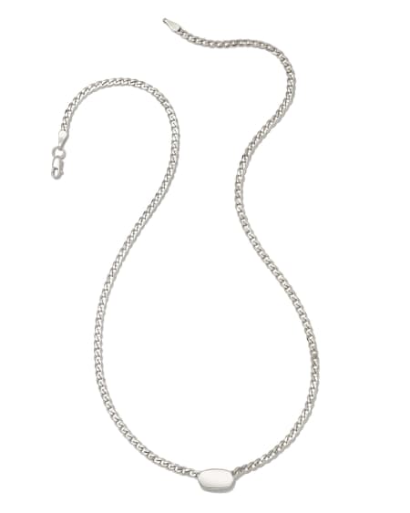 Fern Metal Curb Chain Necklace in Sterling Silver