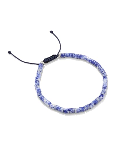 Grey Oxidized Sterling Silver Beaded Bracelet in Sodalite