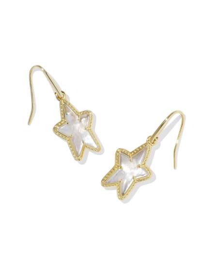 Ada Gold Star Small Drop Earrings in Ivory Mother-of-Pearl
