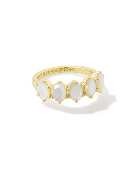 Cailin Gold Crystal Band Ring in Ivory Mother-of-Pearl