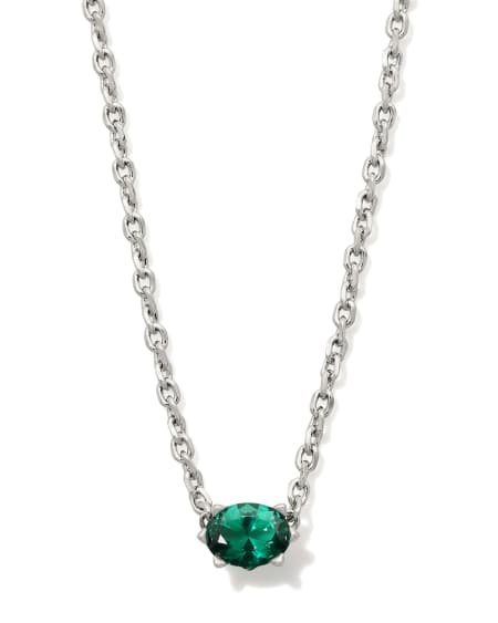Cailin Silver Pendant Necklace in Green Crystal