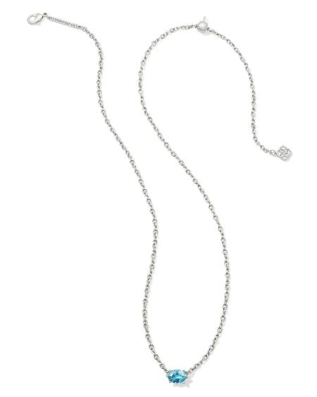 Cailin Silver Pendant Necklace in Aqua Crystal