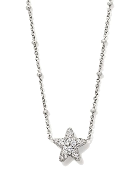 Jae Silver Star Pave Short Pendant Necklace in White CZ