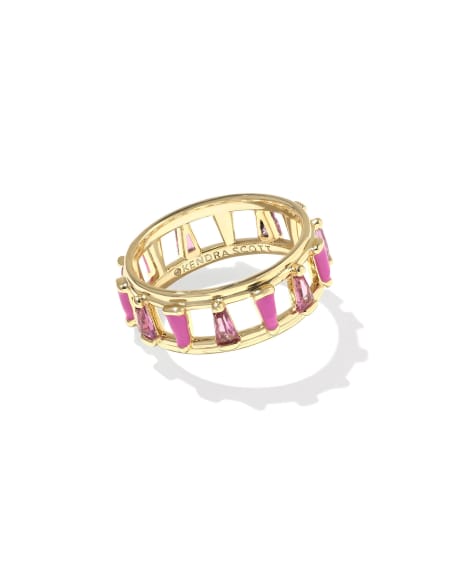 Kelsey Gold Band Ring in Pink Mix