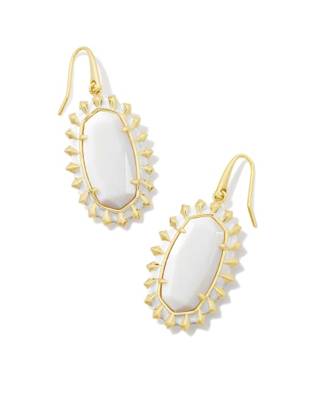 Dani Gold Color Burst Frame Drop Earrings in White Mother-of-Pearl
