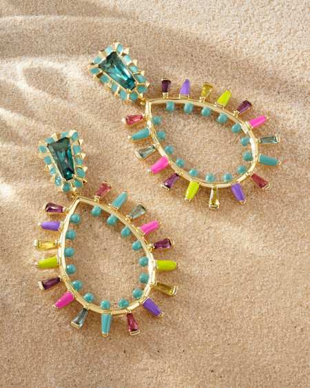 Kelsey Gold Statement Earrings in Multi Mix