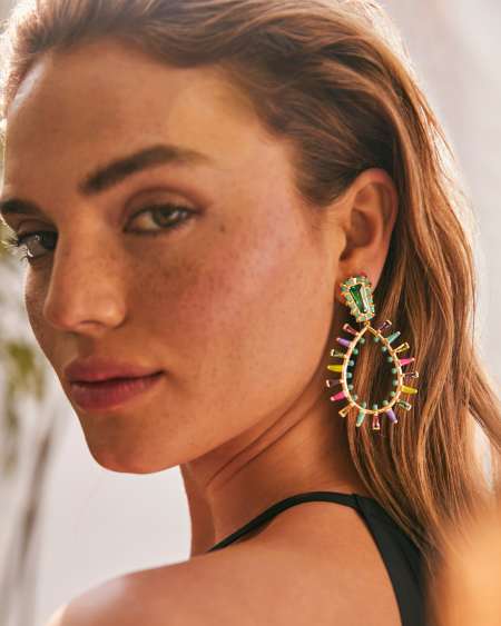 Kelsey Gold Statement Earrings in Multi Mix