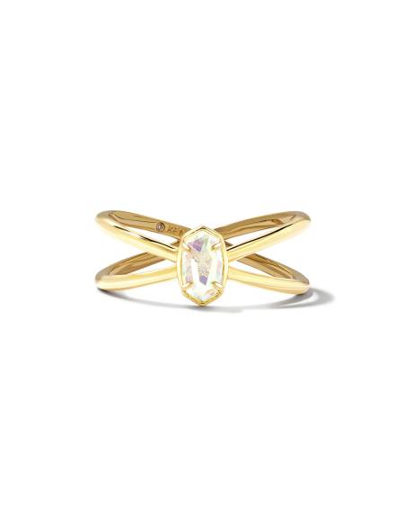 Emilie Gold Double Band Ring in Dichoric Glass