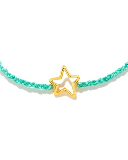 Open Star 18k Gold Vermeil Corded Bracelet in Light Turquoise