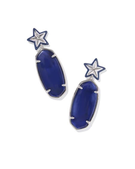 Elle Silver Enamel Frame Star Drop Earrings