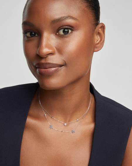 Star Cluster 14k White Gold Multi Strand Necklace