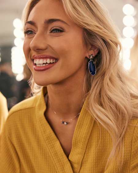 Elle Silver Enamel Frame Star Drop Earrings