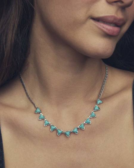 Robby Vintage Silver Strand Necklace in Variegated Turquoise Magnesite